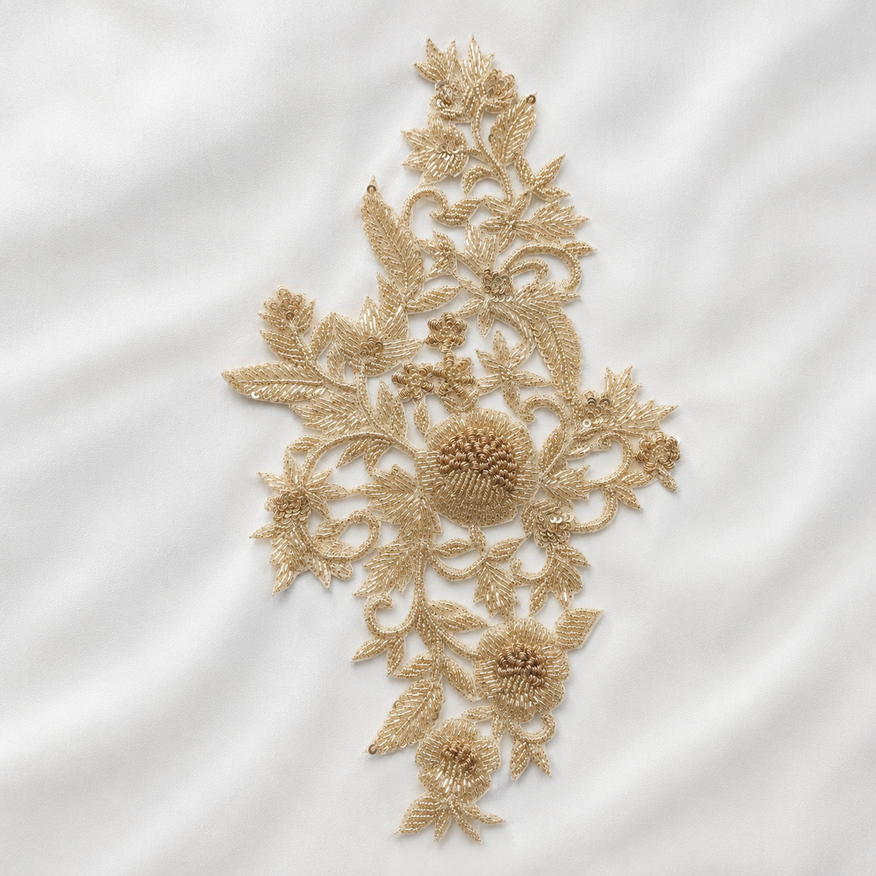 Floral Sequin Embroidered Appliqué Patch for Bridal & Designer Wear