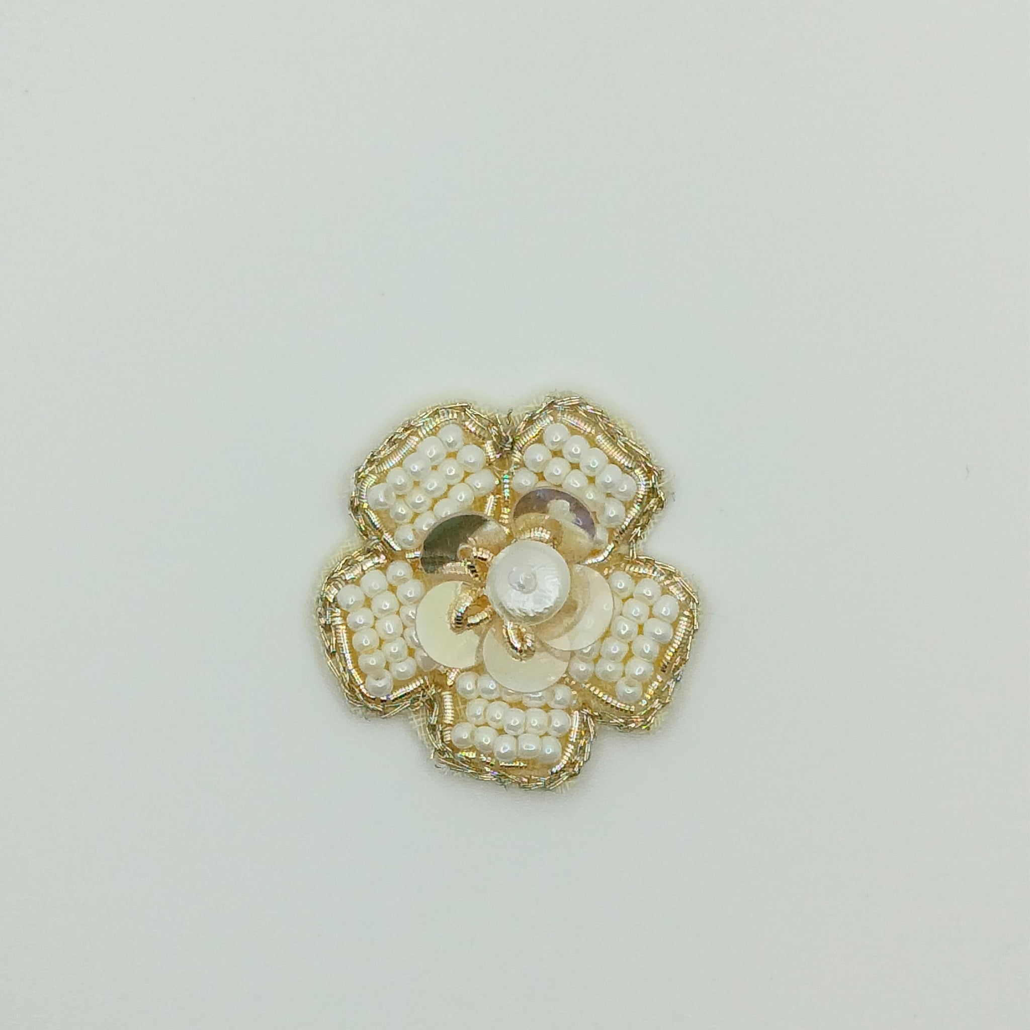 Handcrafted White Pearl Floral Patch