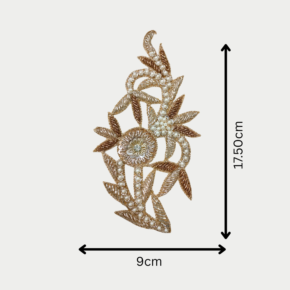 Luxury Gold & Pearl Floral Beaded Patch