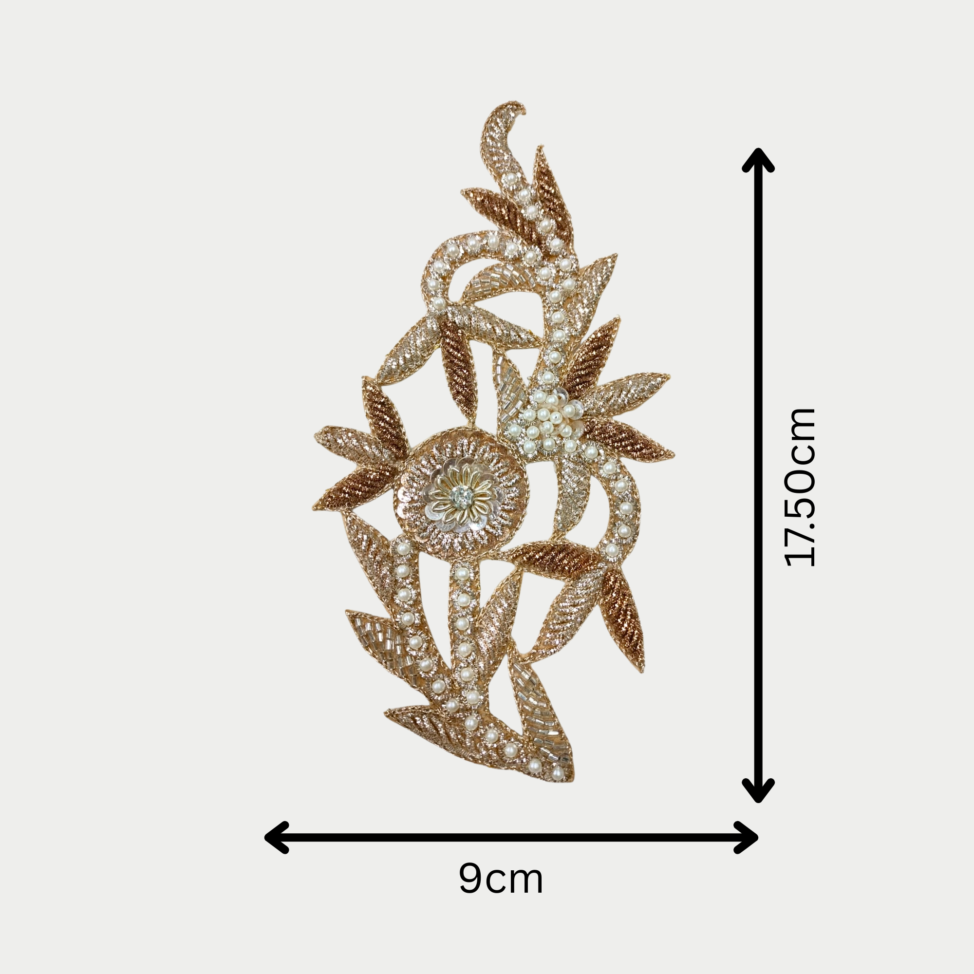 Luxury Gold & Pearl Floral Beaded Patch
