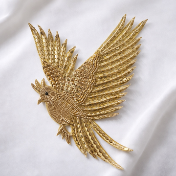 Handcrafted Flying Bird Zardozi Patch