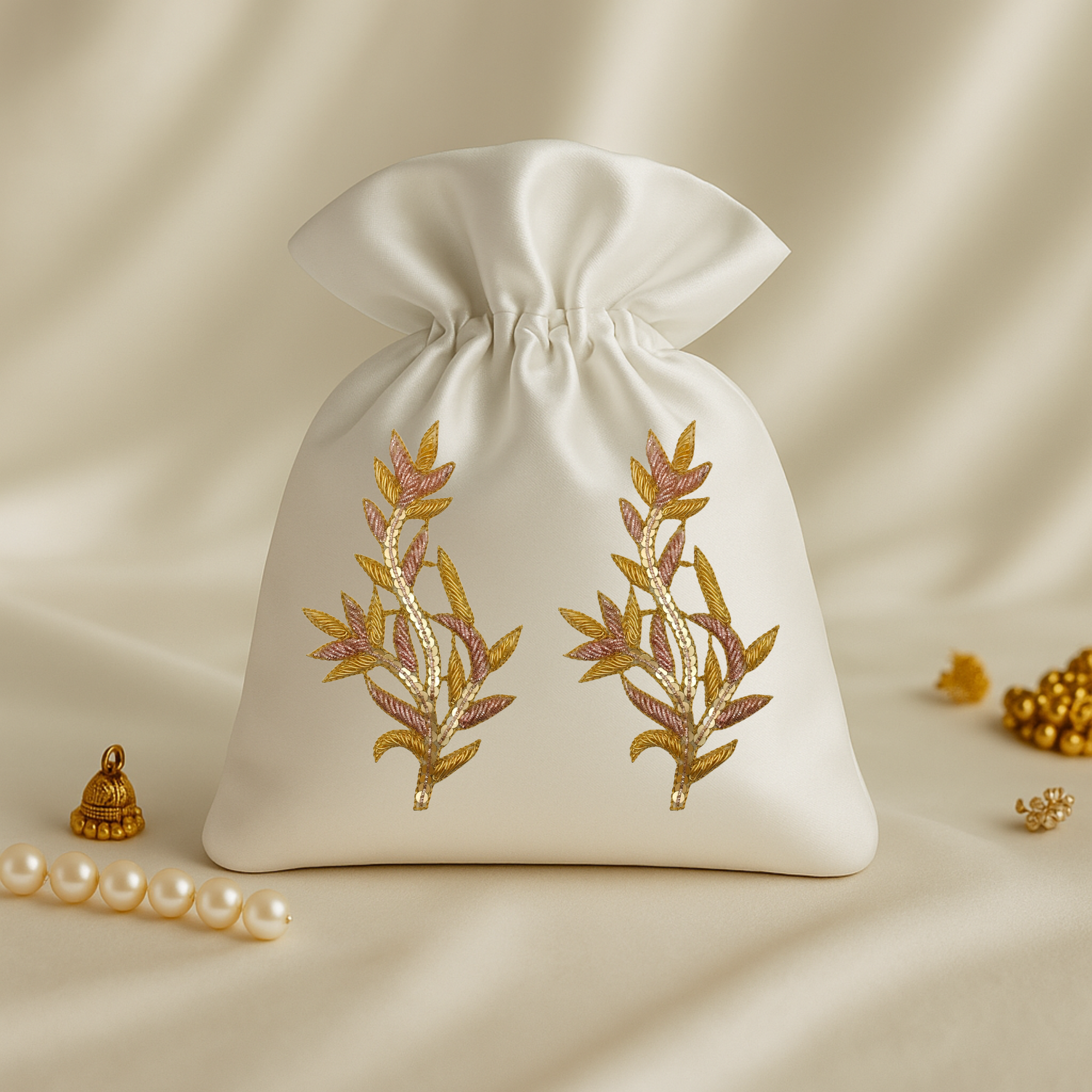 Handcrafted Golden & Rose Gold Zardozi Patch (6-12 Pieces)