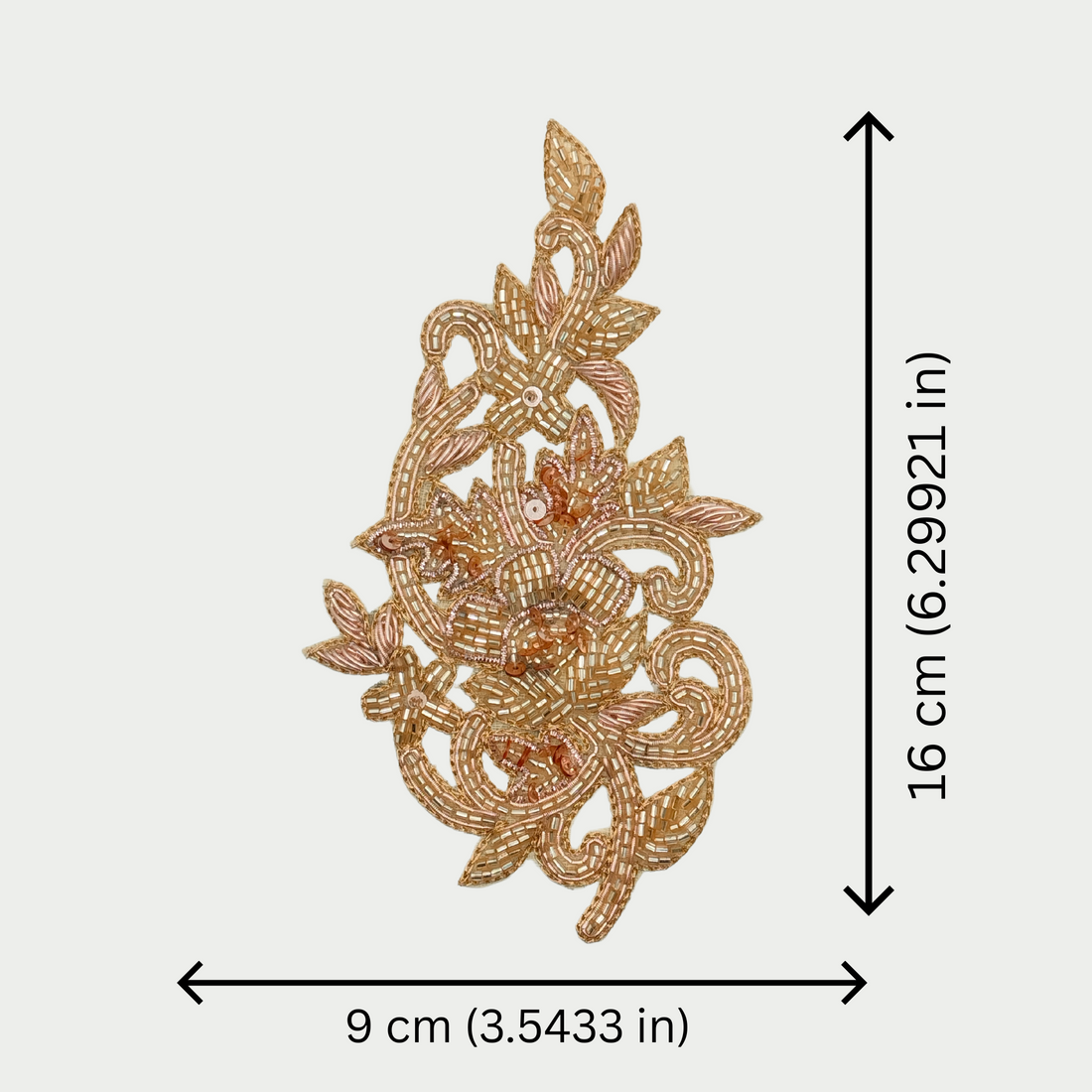 Handcrafted Rose Gold Zardozi Patch