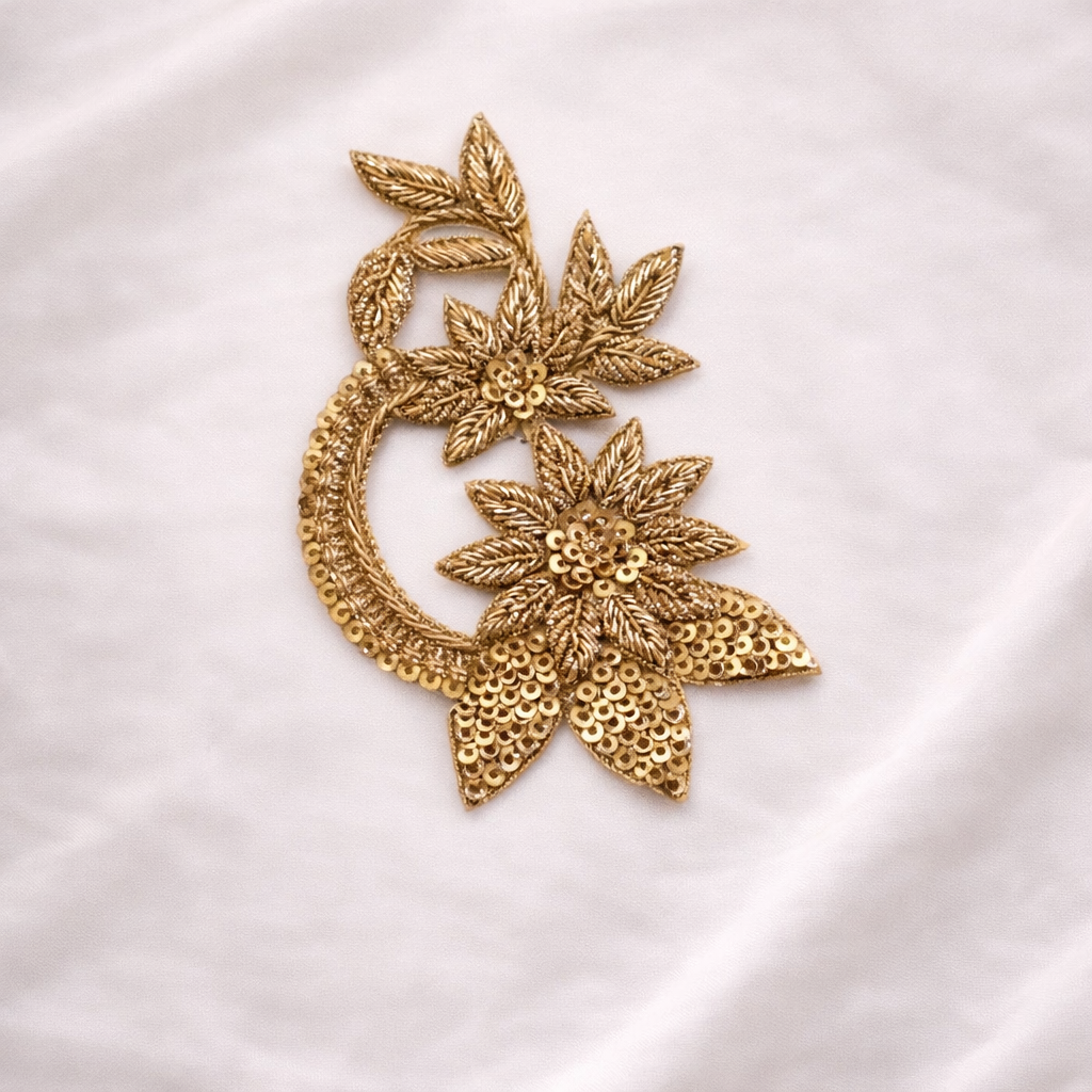 Floral Sequin Zardozi Embroidery Patch