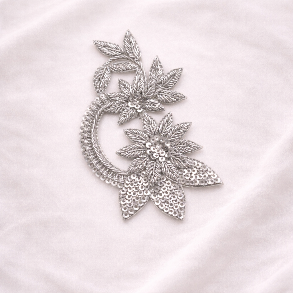 Floral Sequin Zardozi Embroidery Patch