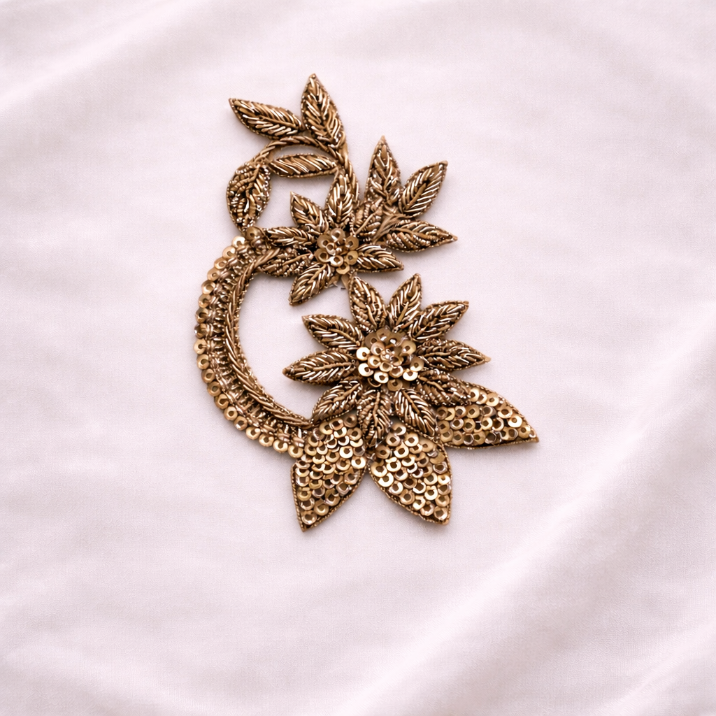 Floral Sequin Zardozi Embroidery Patch