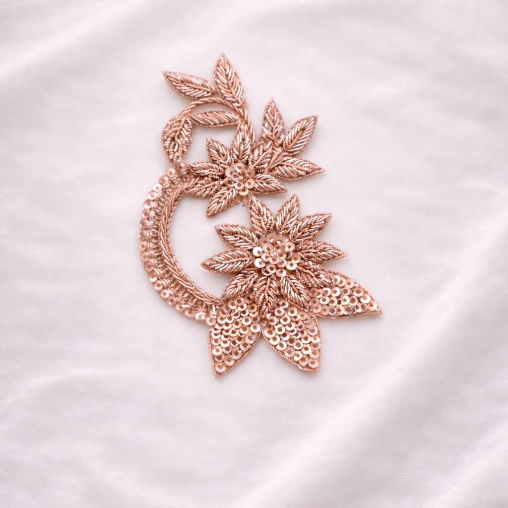 Floral Sequin Zardozi Embroidery Patch