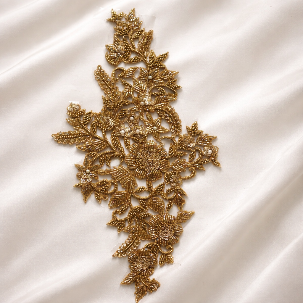 Floral Zardozi Embroidery Patch