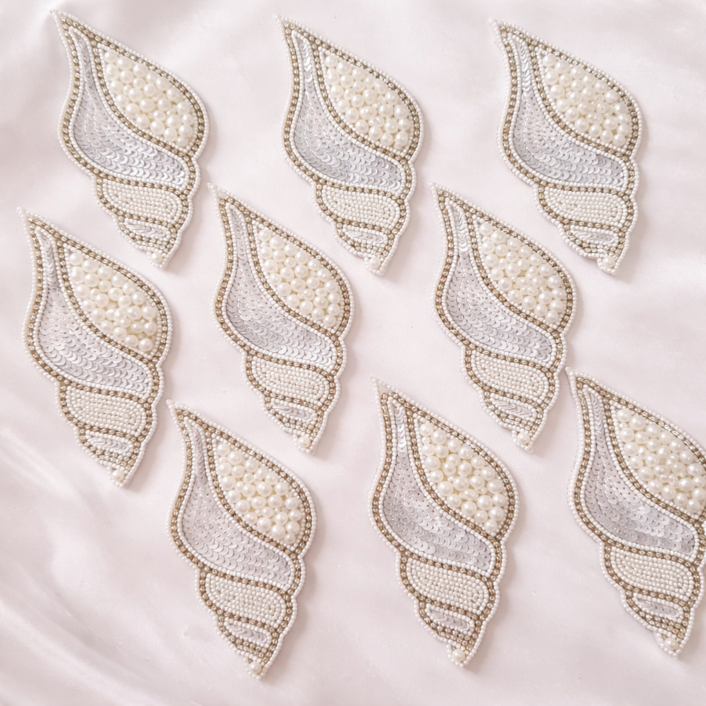 Handcrafted Pearl & Sequin Embroidered Applique Patch