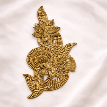 Handcrafted Zari Floral Embroidered Applique Patch