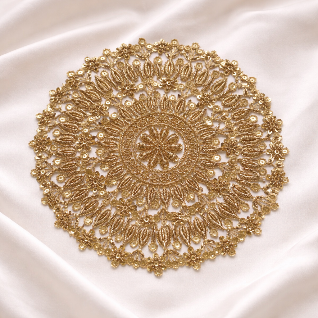 Handcrafted Zari Circular Embroidered Applique Patch