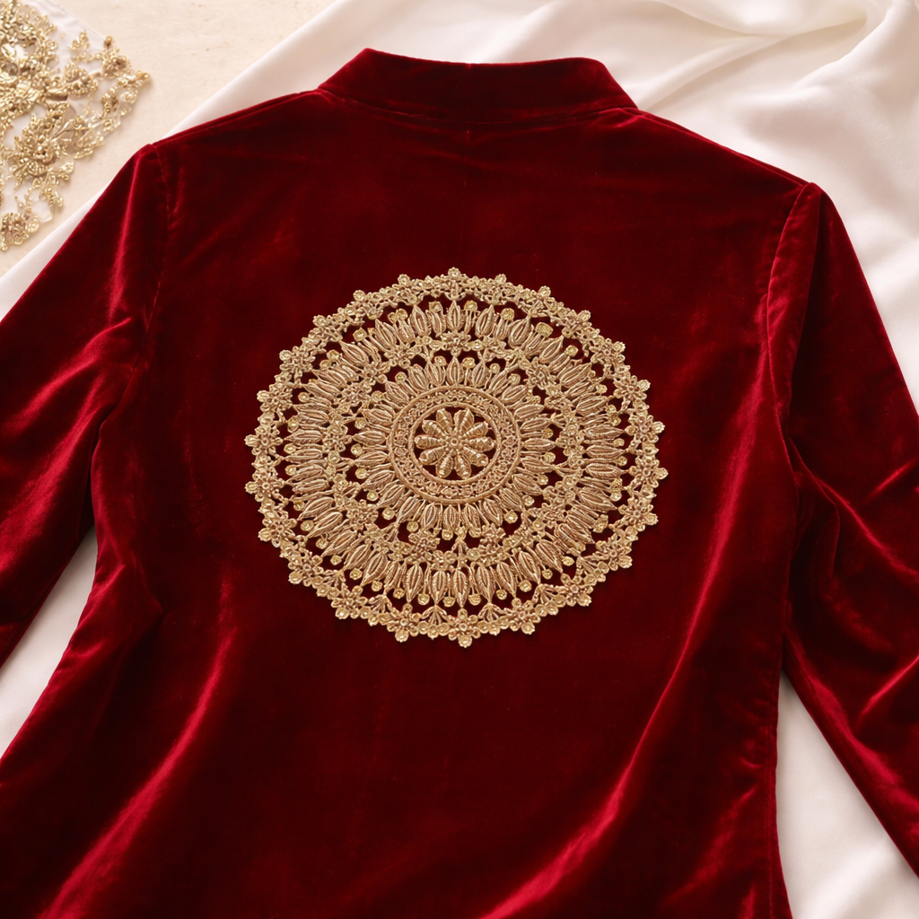 Handcrafted Zari Circular Embroidered Applique Patch