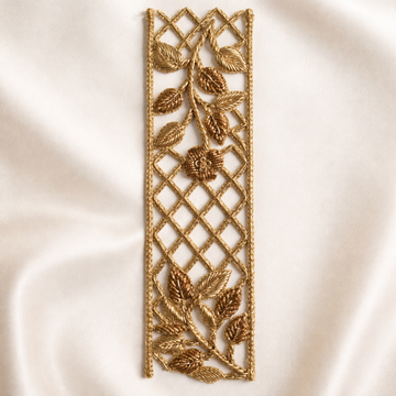 Handcrafted Zardozi Jaali Vine Border Lace with Metallic Thread Work