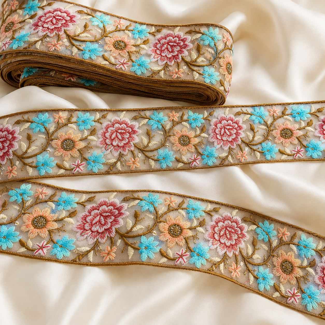 Floral Embroidered Net Lace Trim Border for Ethnic and Designer Wear (Copy)