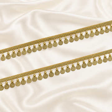 Coin-Drop Metallic Woven Lace Border