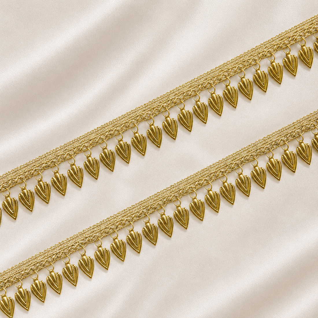 Coin-Drop Metallic Woven Lace Border