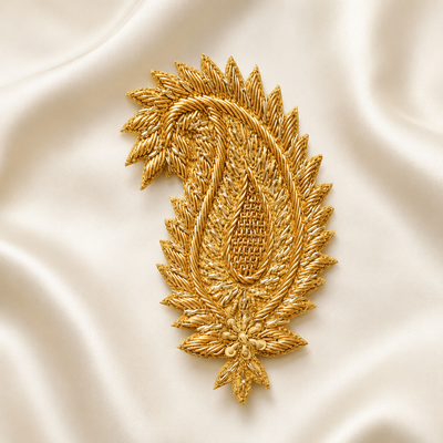 Handcrafted Paisley Embroidered Designer Patch hover image