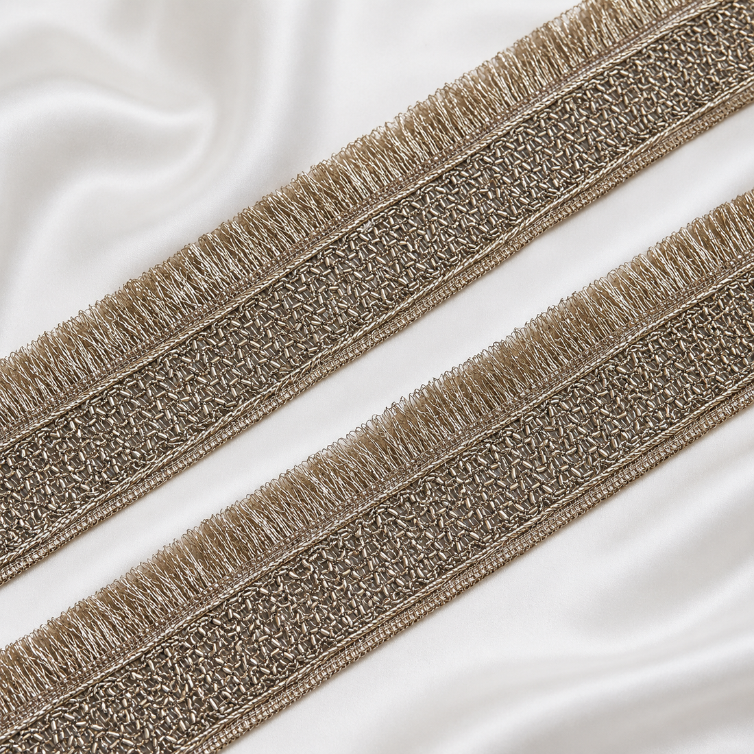 Handcrafted Beaded Fringe Lace Border for Bridal, Festive & Designer Wear