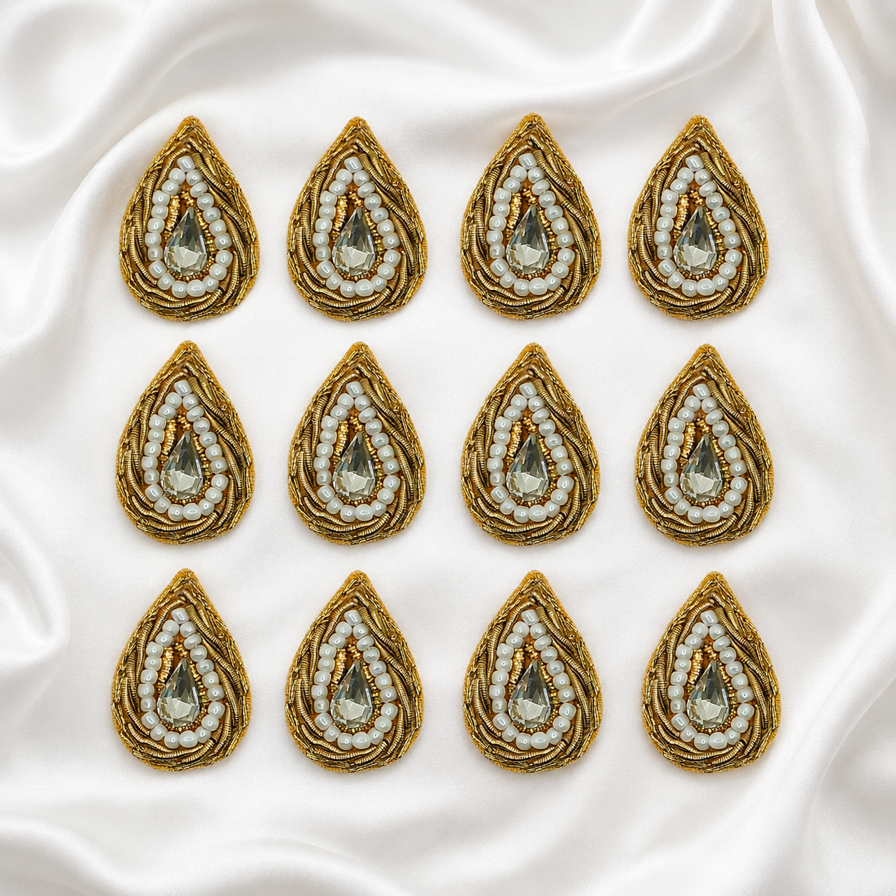 Vintage Antique Gold Drop Zardozi Patch