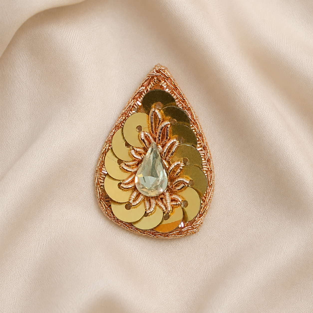 Rose Gold Drop Zardozi Patch with Sequins