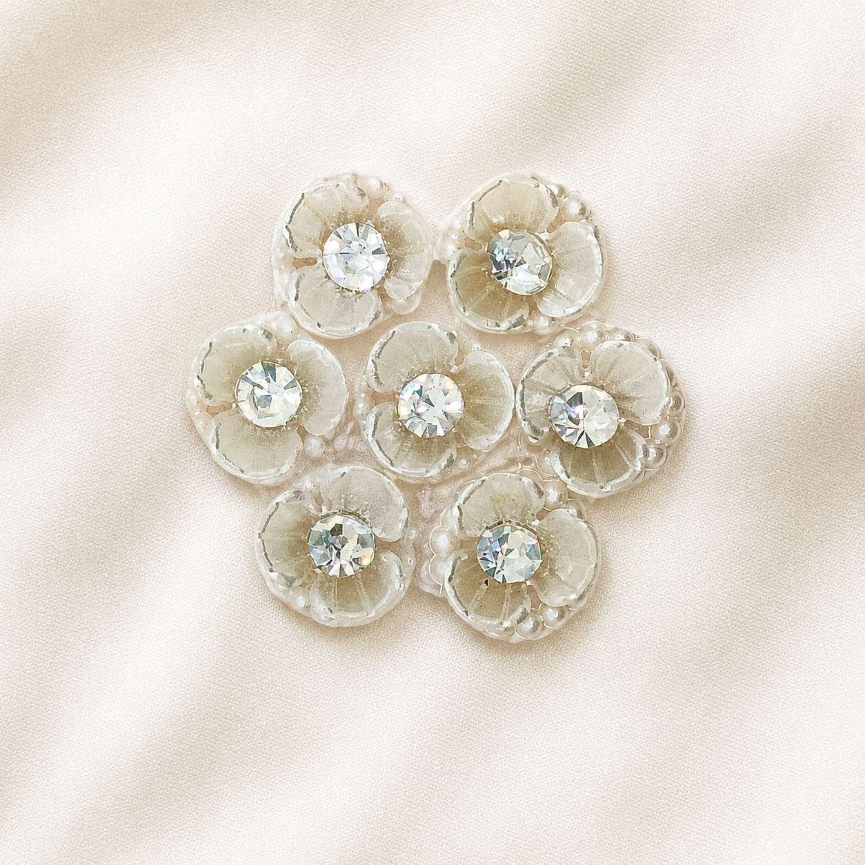 Delicate White Flower Zardosi Patch