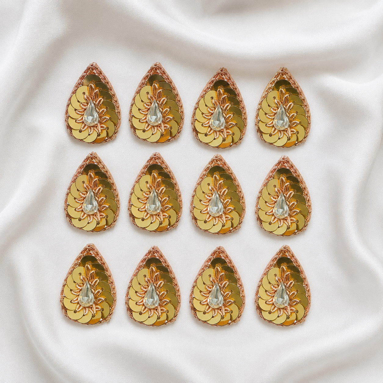 Rose Gold Drop Zardozi Patch with Sequins