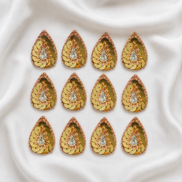 Rose Gold Drop Zardozi Patch with Sequins