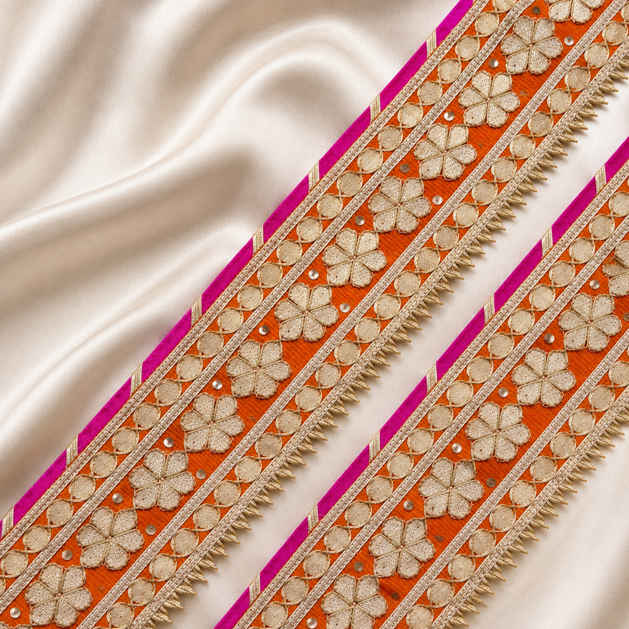 Handcrafted Floral Embellished Lace Border Trim for Ethnic & Designer Wear