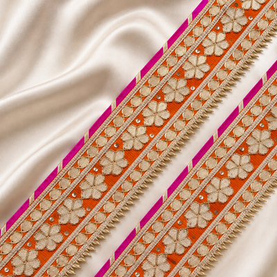 Handcrafted Floral Embellished Lace Border Trim for Ethnic & Designer Wear