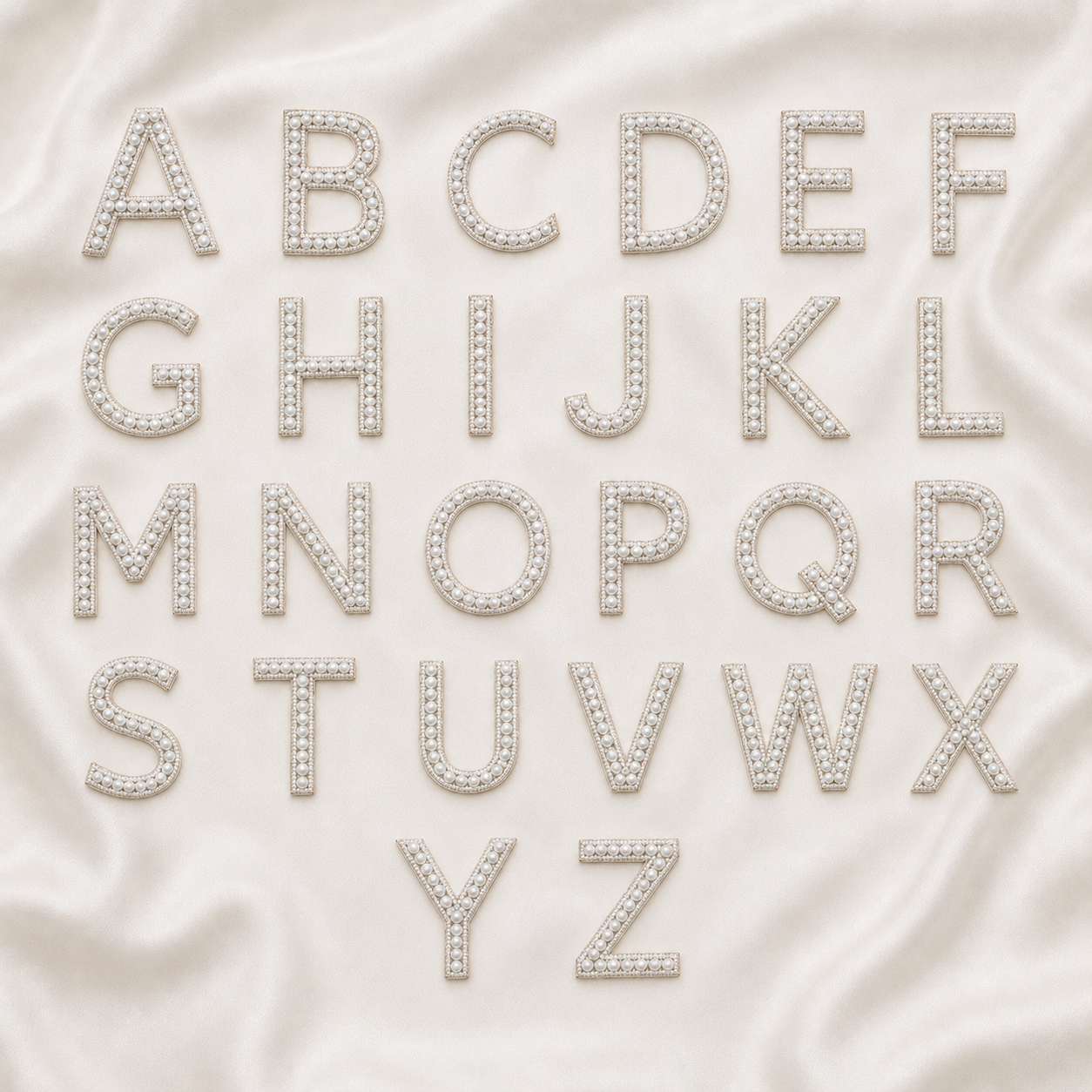 Handcrafted Pearl Alphabet Patch Set – 12/24 Pieces