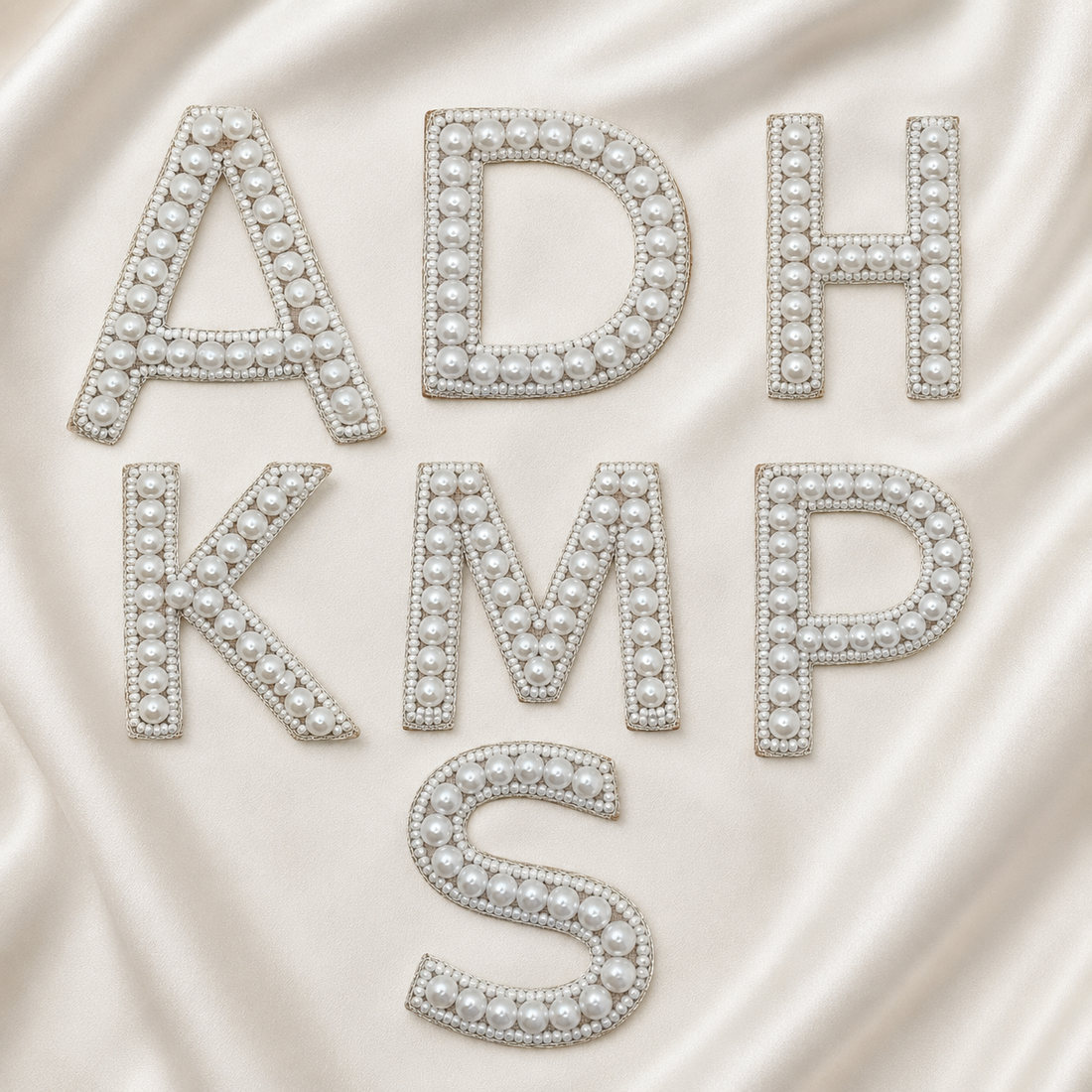 Handcrafted Pearl Alphabet Patch Set – 12/24 Pieces