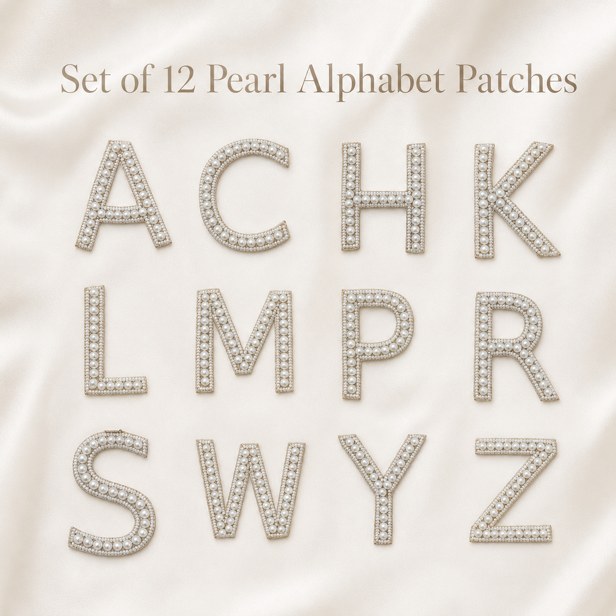 Handcrafted Pearl Alphabet Patch Set – 12/24 Pieces