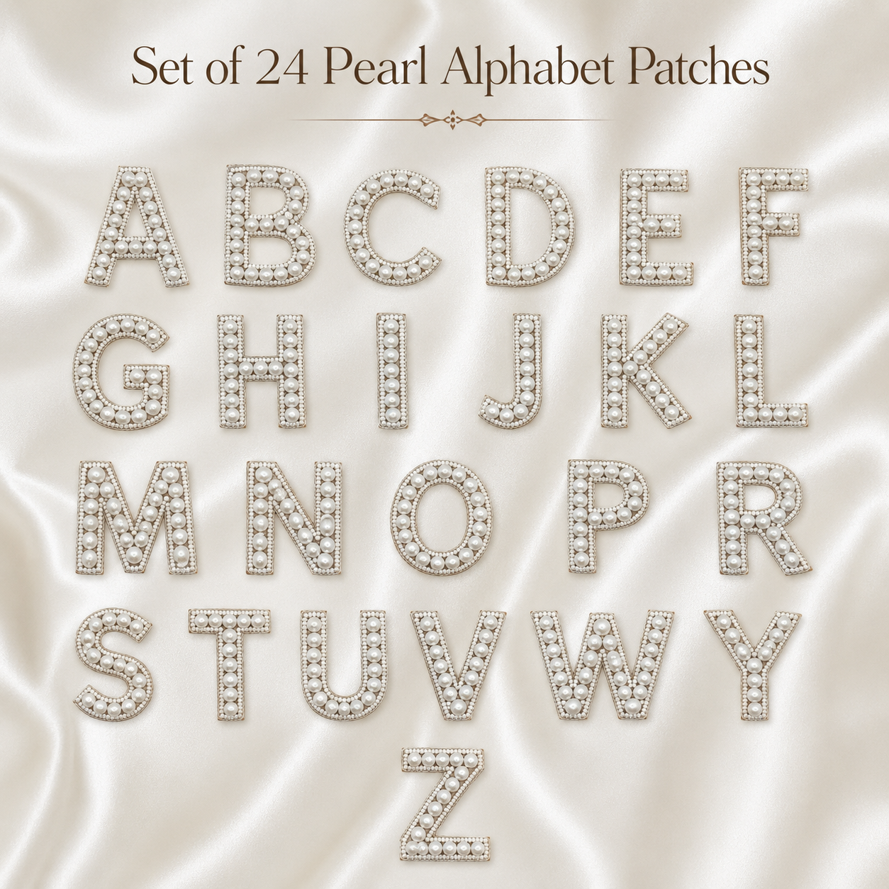 Handcrafted Pearl Alphabet Patch Set – 12/24 Pieces