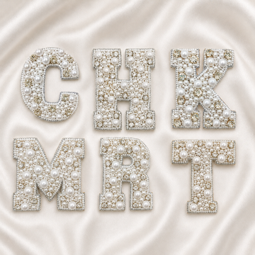 Pearl Embellished Alphabet Patches – 12 / 24 Piece Set