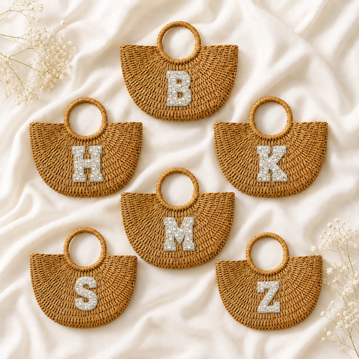 Pearl Embellished Alphabet Patches – 12 / 24 Piece Set
