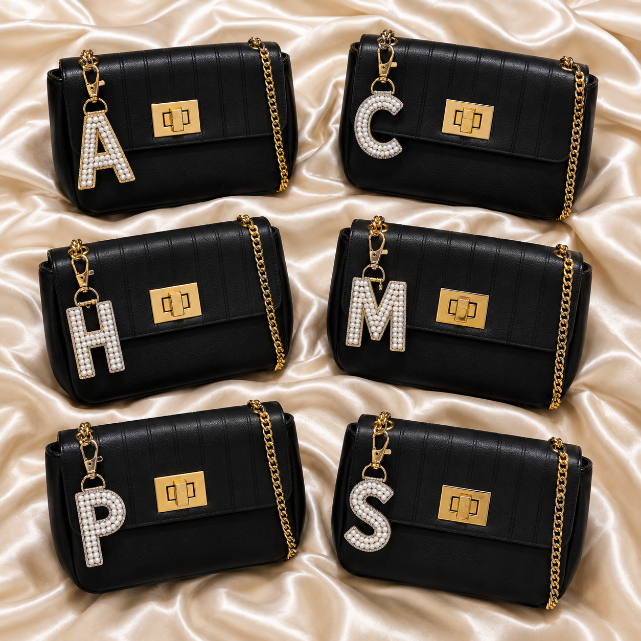 Alphabet Pearl Bag Charms – Set of 12 / 24 Pieces