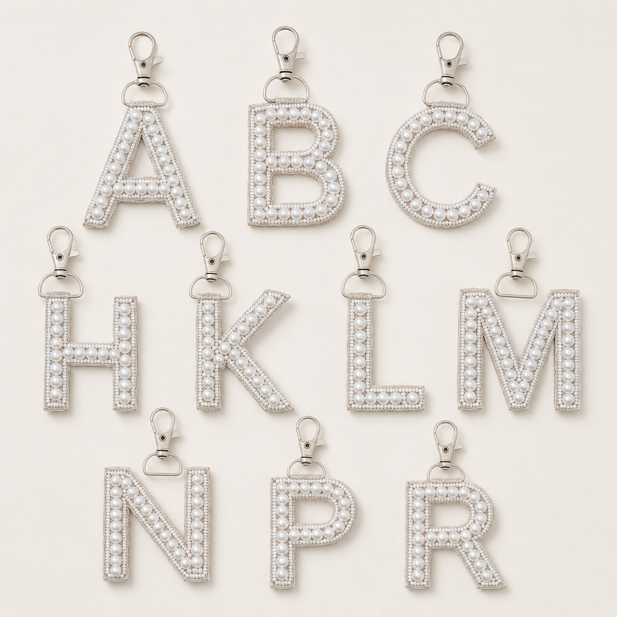 Alphabet Pearl Bag Charms – Set of 12 / 24 Pieces