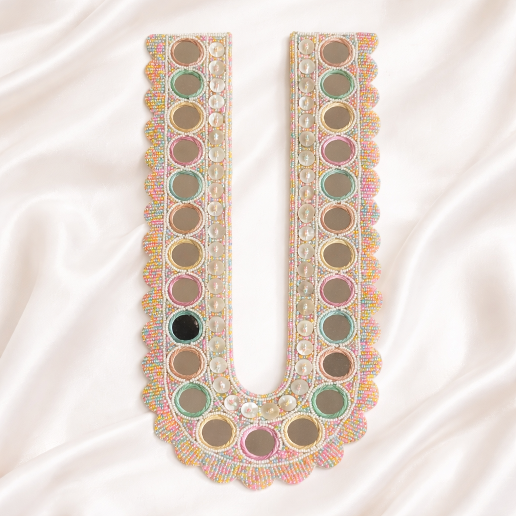Handmade Multicolor Mirror Work Neck Patch