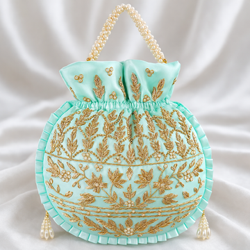 Mint Elegance Embroidered Potli