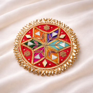 Red Embellished Gota Patti Patch (12 Pieces)