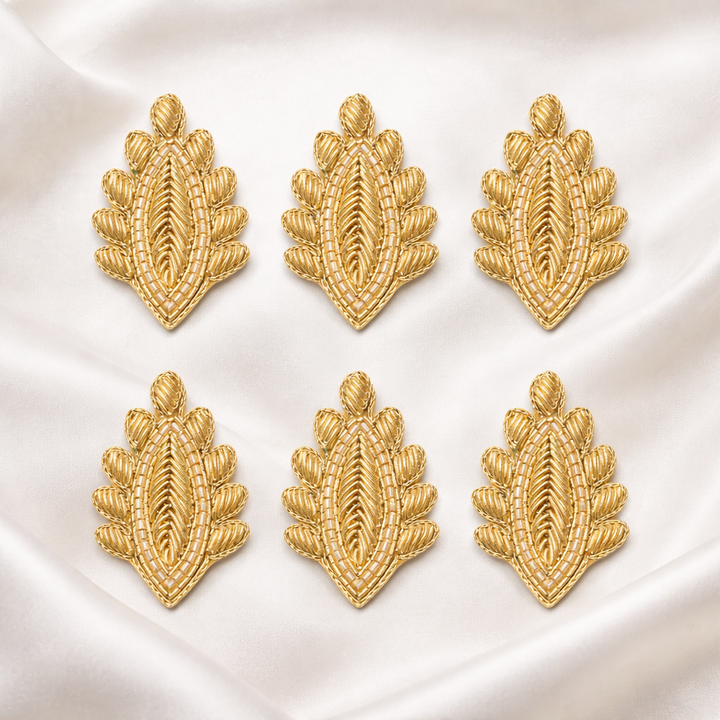 Gold Leaf Zardozi Embroidered Patch