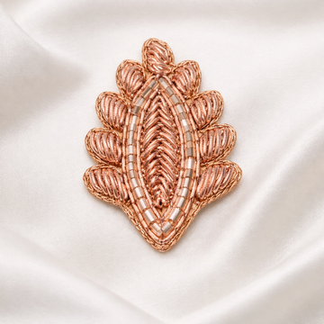 Rose Gold Leaf Zardozi Embroidered Patch