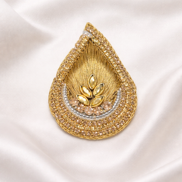 Gold Paisley Zardozi Embroidered Patch