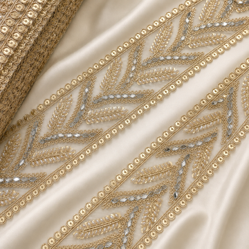 Pearl & Sequin Embroidered Lace Border for Ethnic and Designer Wear