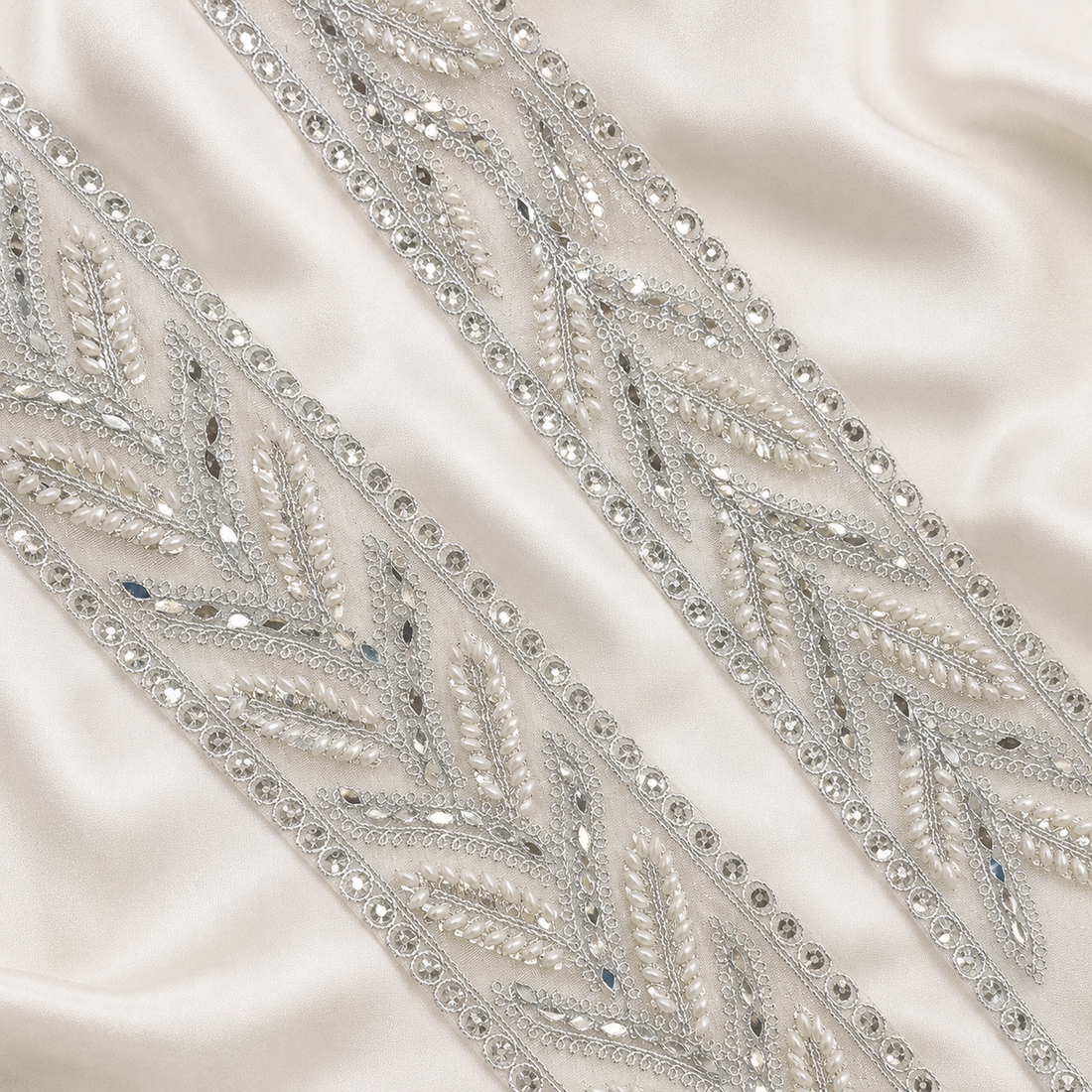 Pearl & Sequin Embroidered Lace Border for Ethnic and Designer Wear