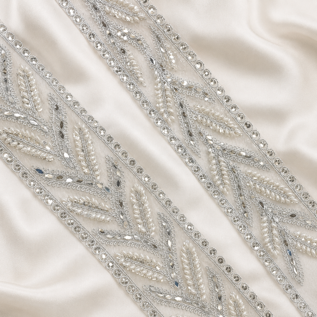 Pearl & Sequin Embroidered Lace Border for Ethnic and Designer Wear
