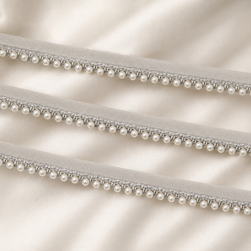 Pearl Drop Lace Trim Border with Embellished Edge for Designer Wear