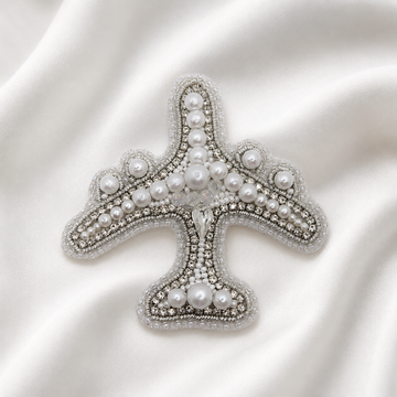 Airplane Pearl & Crystal Embroidered Statement Patch