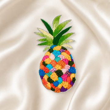 Pineapple Embroidered Patch with Handcrafted Threadwork