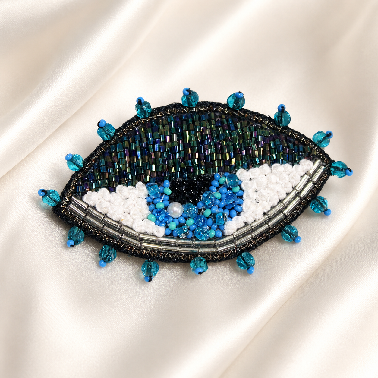 Evil Eye Beaded Patch with Crystal & Threadwork Detailing